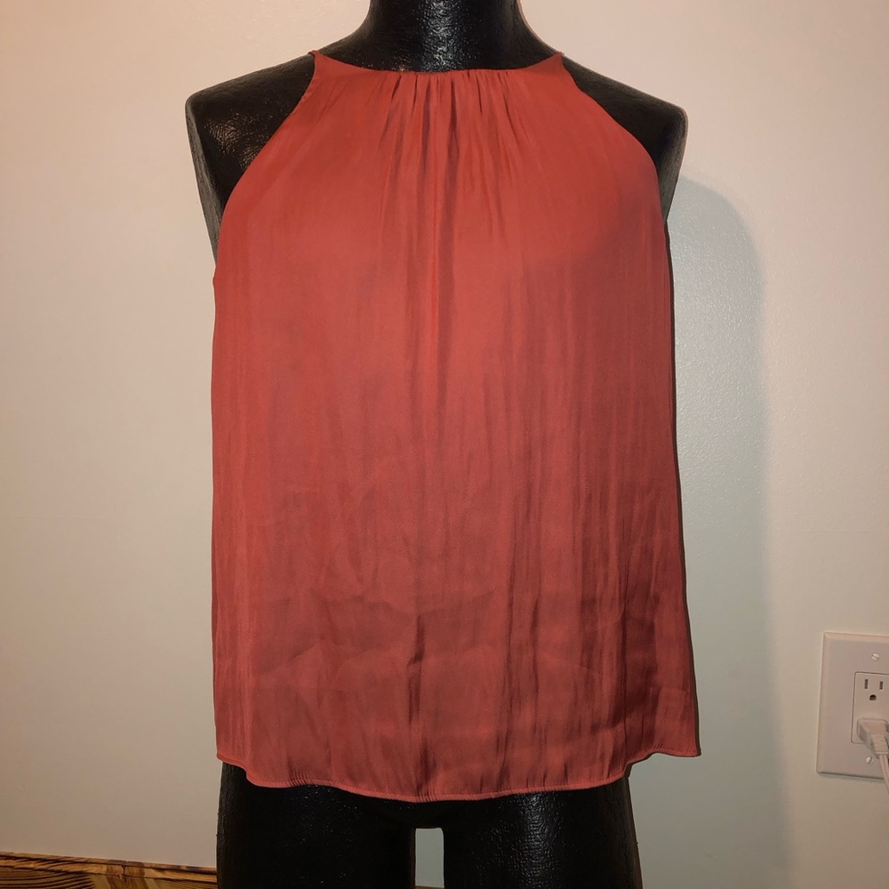 eva mendes for New York & Company Rust Halter-Style Camisole silky blouse sz sm